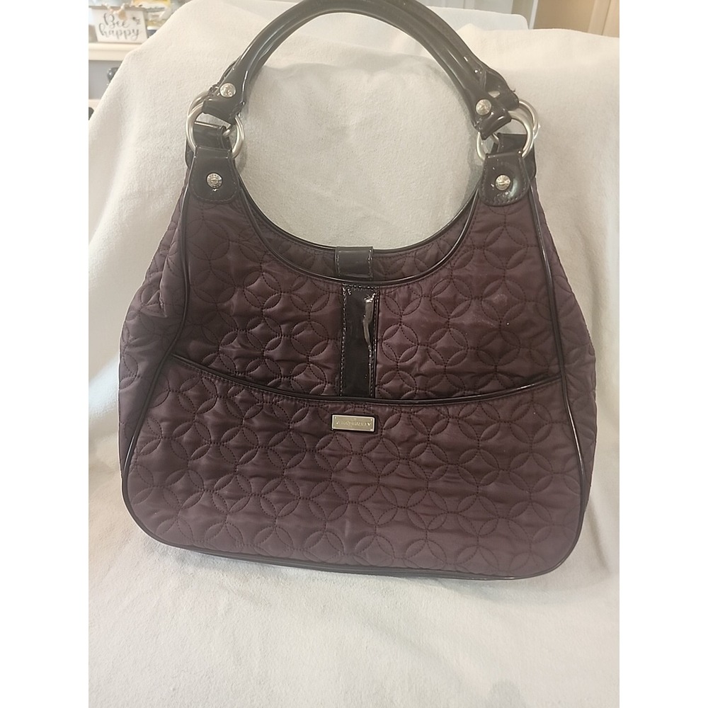 Vera Bradley Patent Leather Bag Midnight Wine  Shoulder Quilted Purse/Clutch